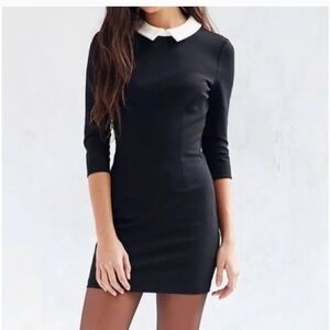 NWT cooperative black dress white collar size Medium bodycon “Wednesday”